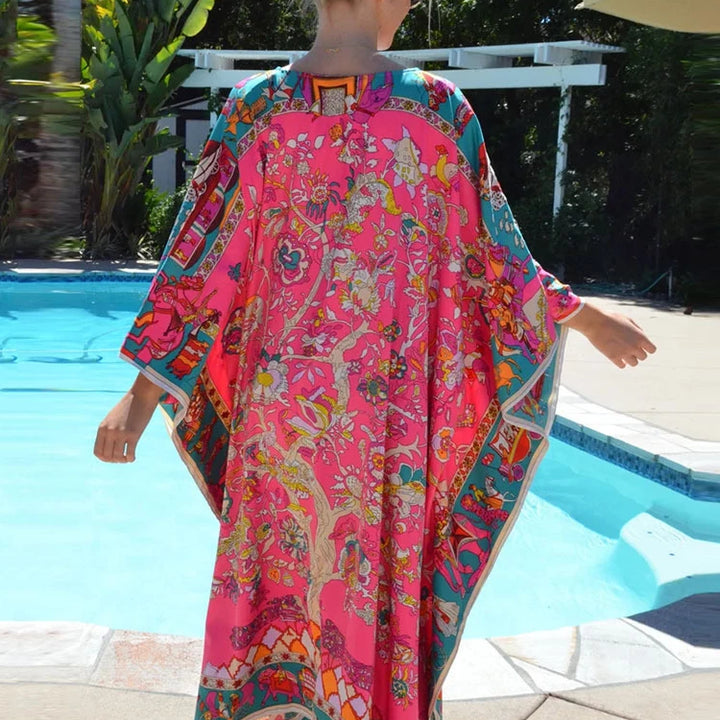 Kaftan Floral Rosa Plus Size