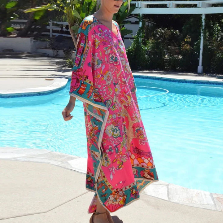 Kaftan Floral Rosa Plus Size