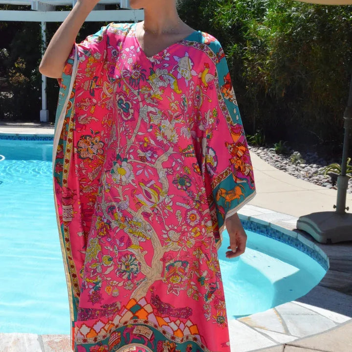 Kaftan Floral Rosa Plus Size