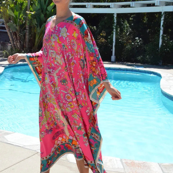 Kaftan Floral Rosa Plus Size