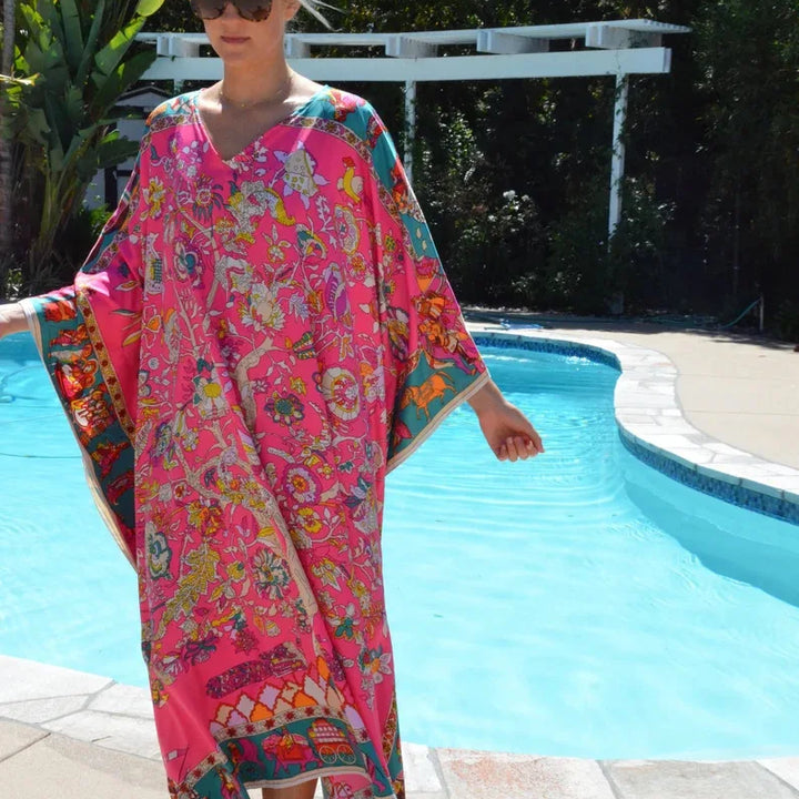 Kaftan Floral Rosa Plus Size