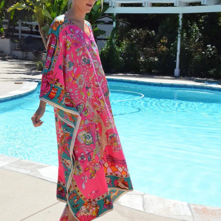 Kaftan Floral Rosa Plus Size