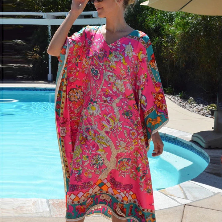 Kaftan Floral Rosa Plus Size