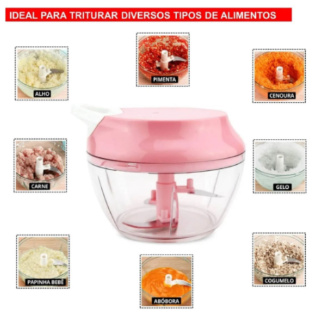 Mini Procesador - Triturador de Alimentos Manual 3 Cuchillas